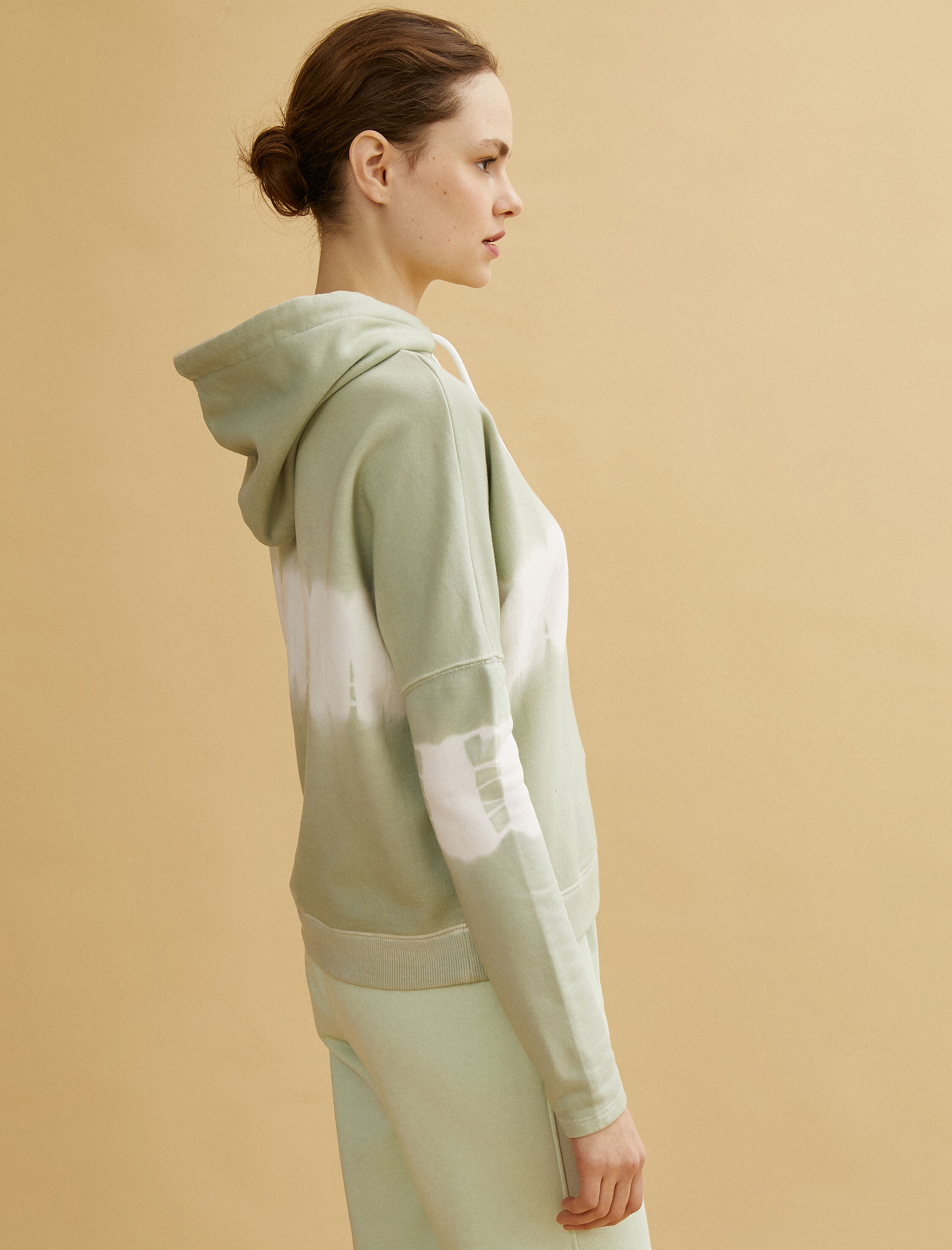   Kapüşonlu Sweatshirt Renk Bloklu Pamuklu Oversize