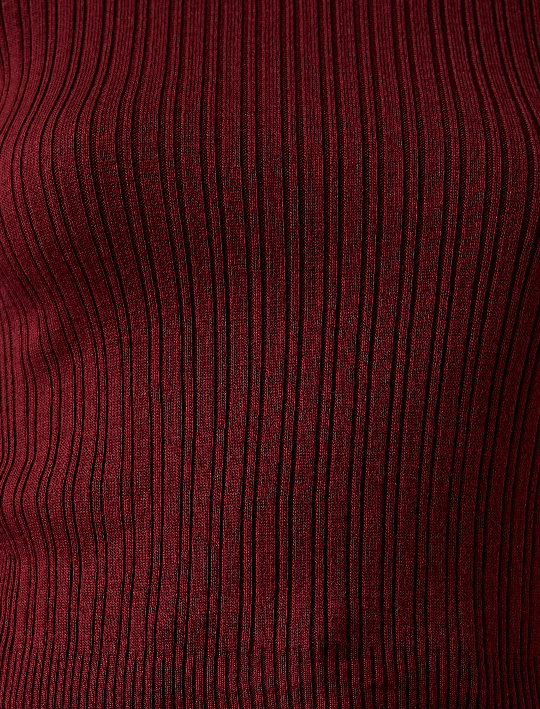   Yüksek Yaka Fitilli Basic Triko Kazak Kaşmir Dokulu