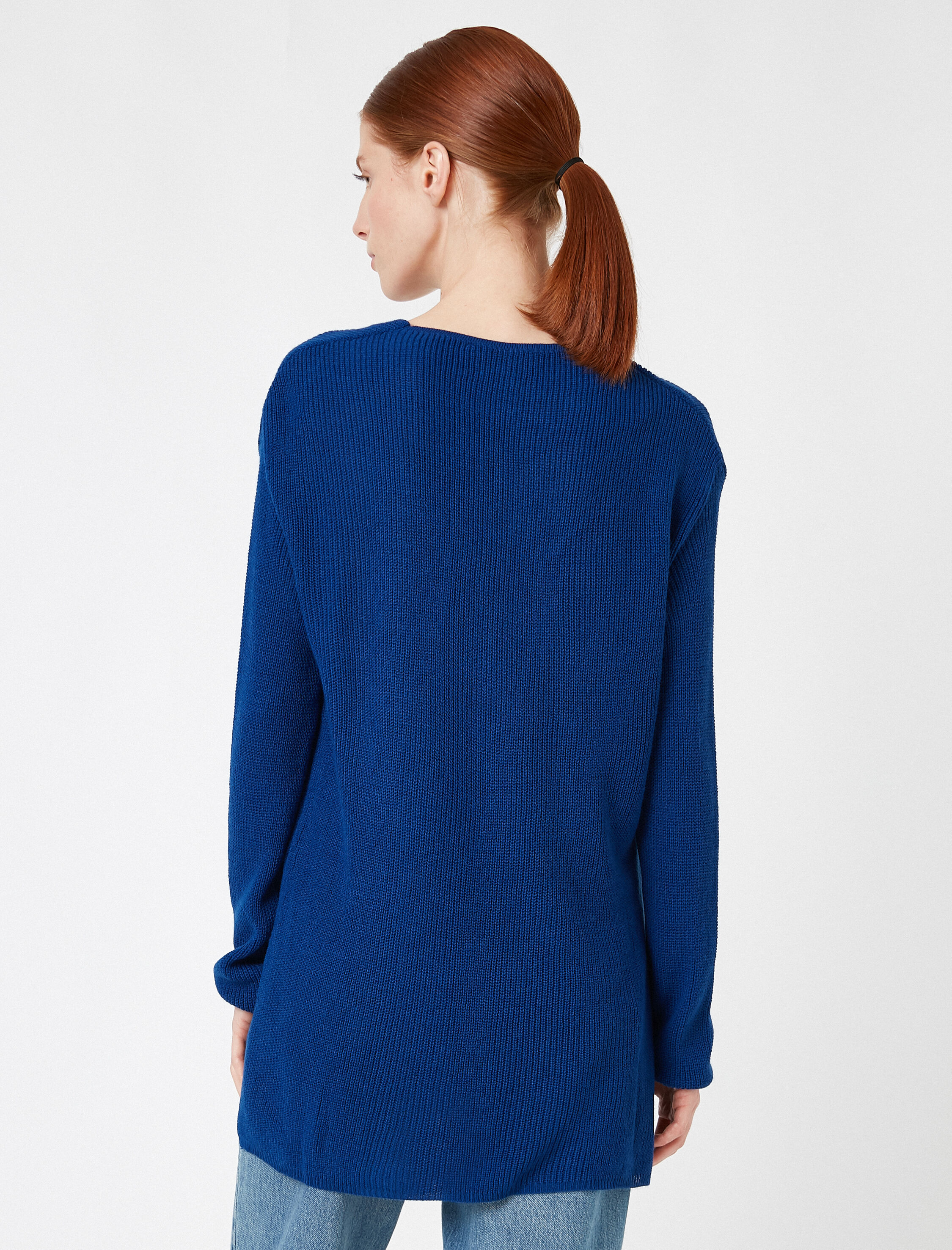   V Yaka Uzun Kollu Triko Kazak