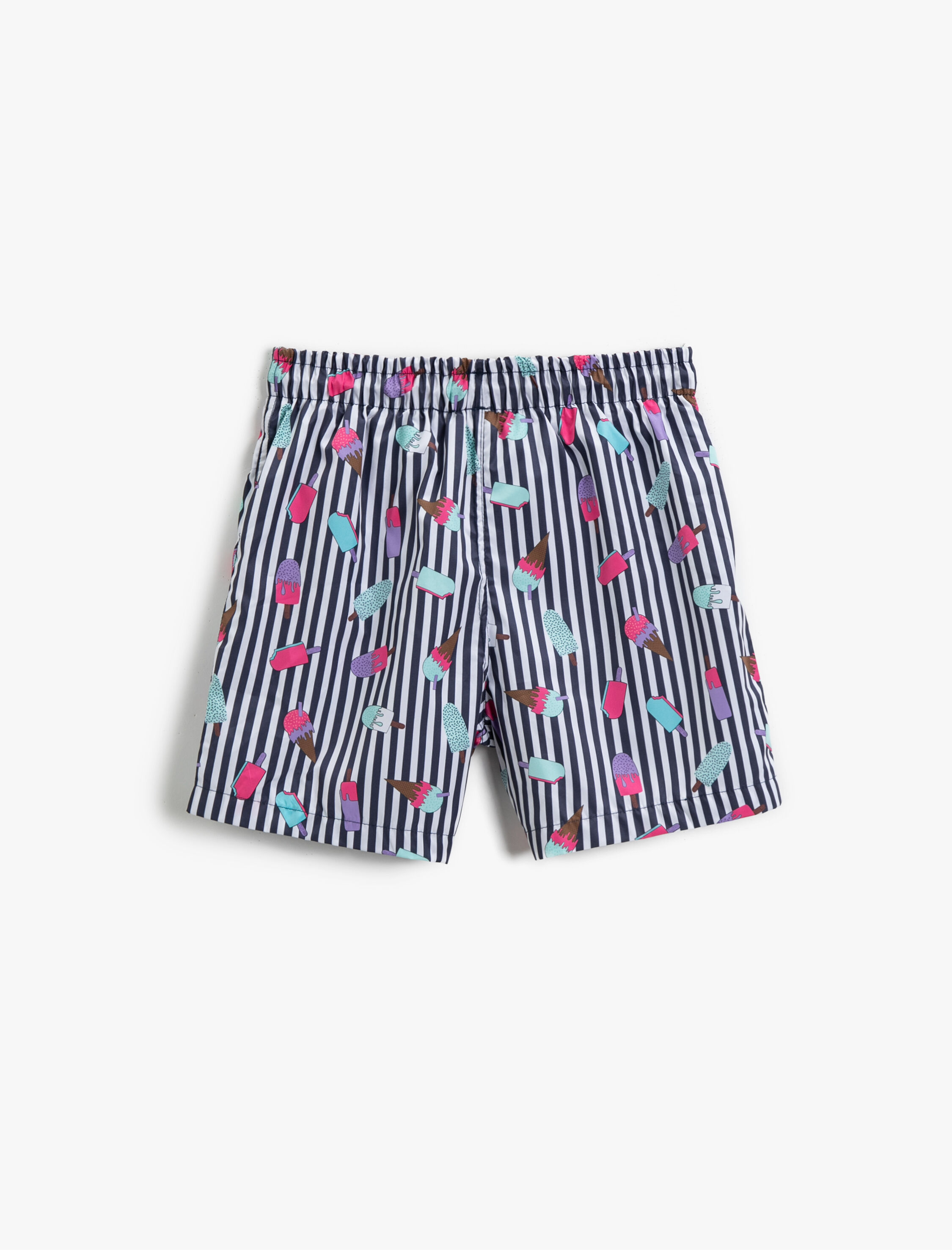  Erkek Çocuk Çizgili Deniz Şortu Beli Bağlamalı