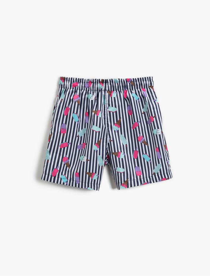 Erkek Çocuk Çizgili Deniz Şortu Beli Bağlamalı
