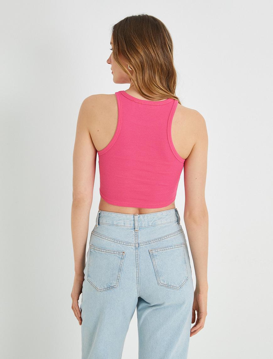   Basic Crop Atlet Halter Yaka Pamuklu