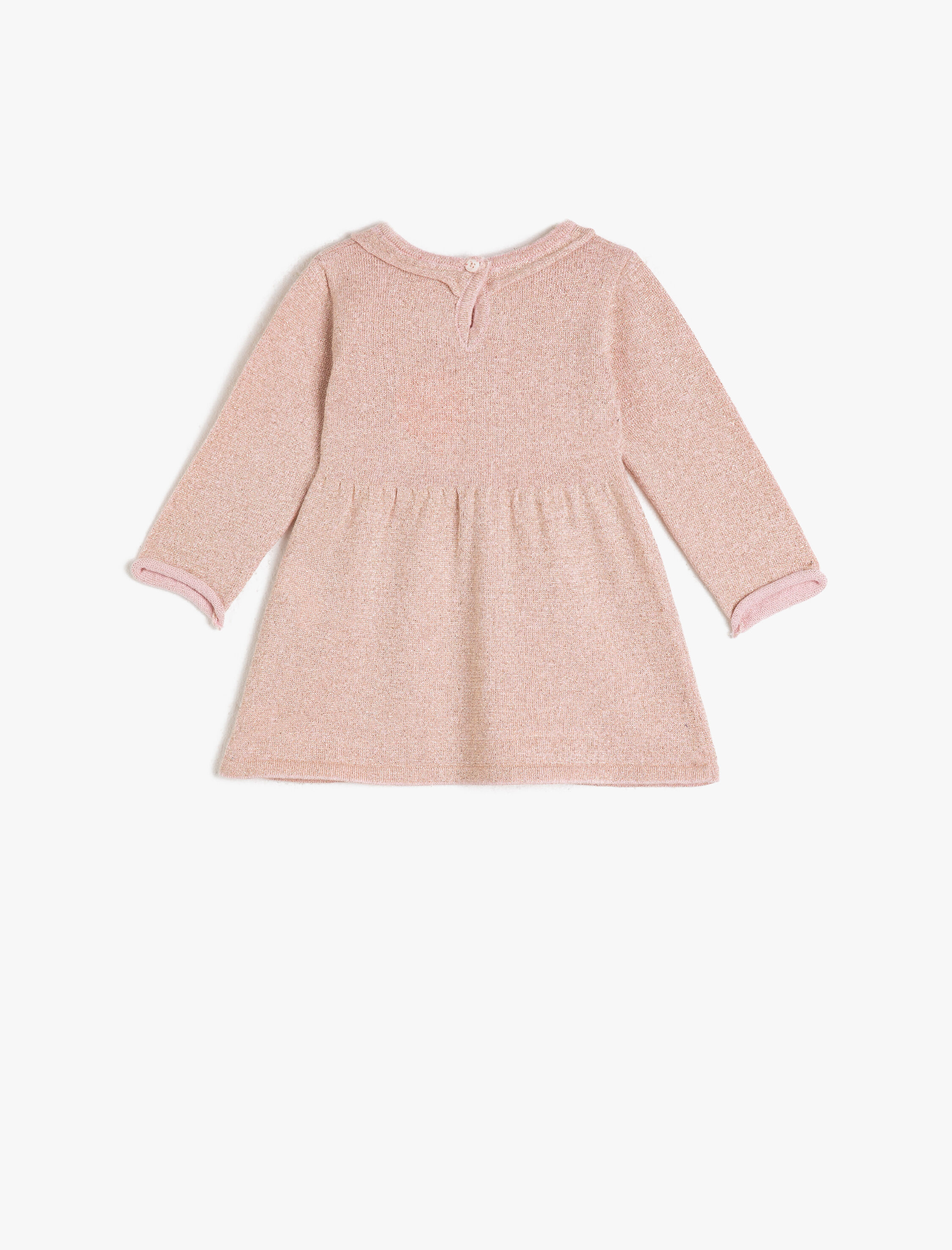  Kız Bebek Bisiklet Yaka Uzun Kollu Elbise