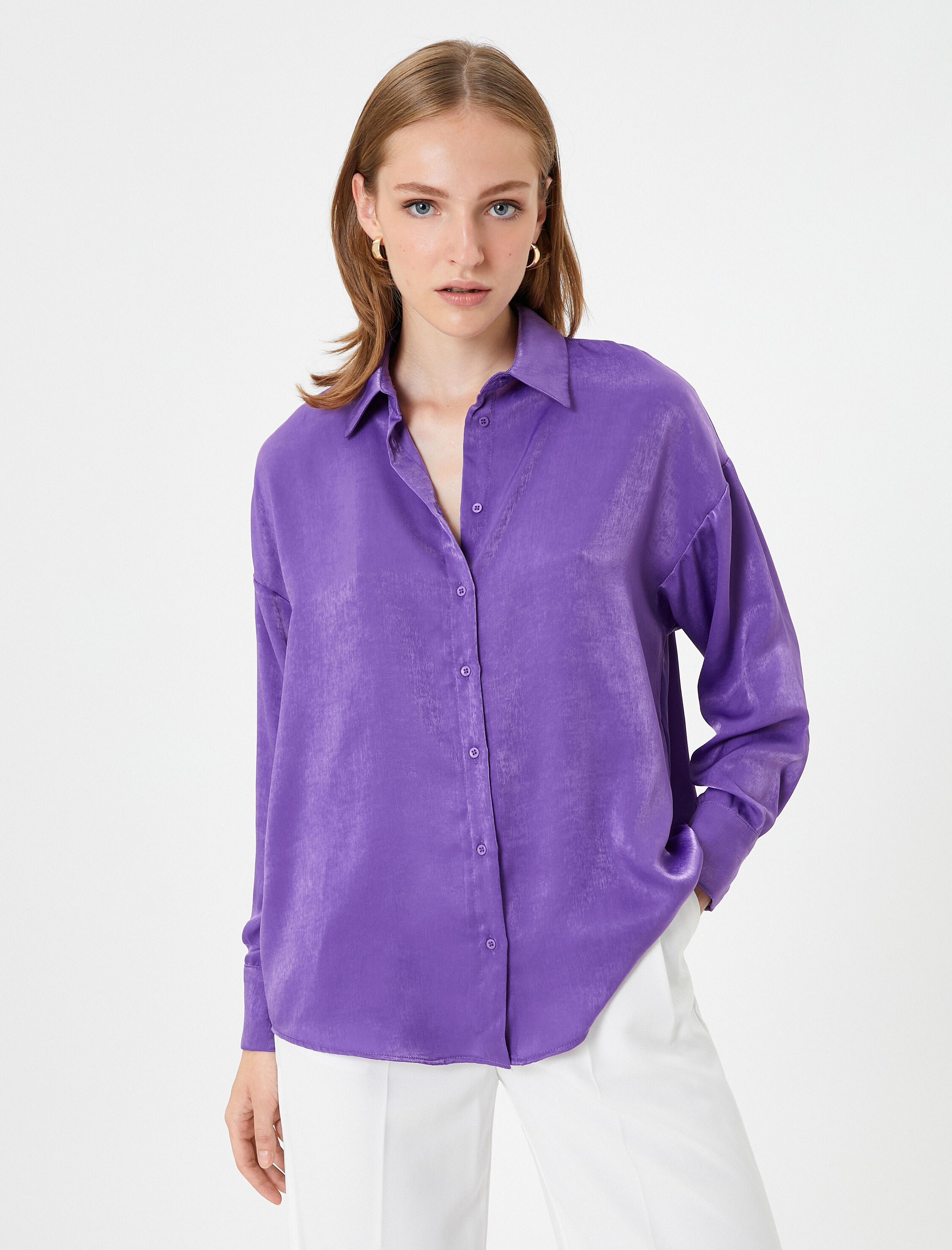 Saten Gömlek Uzun Kollu