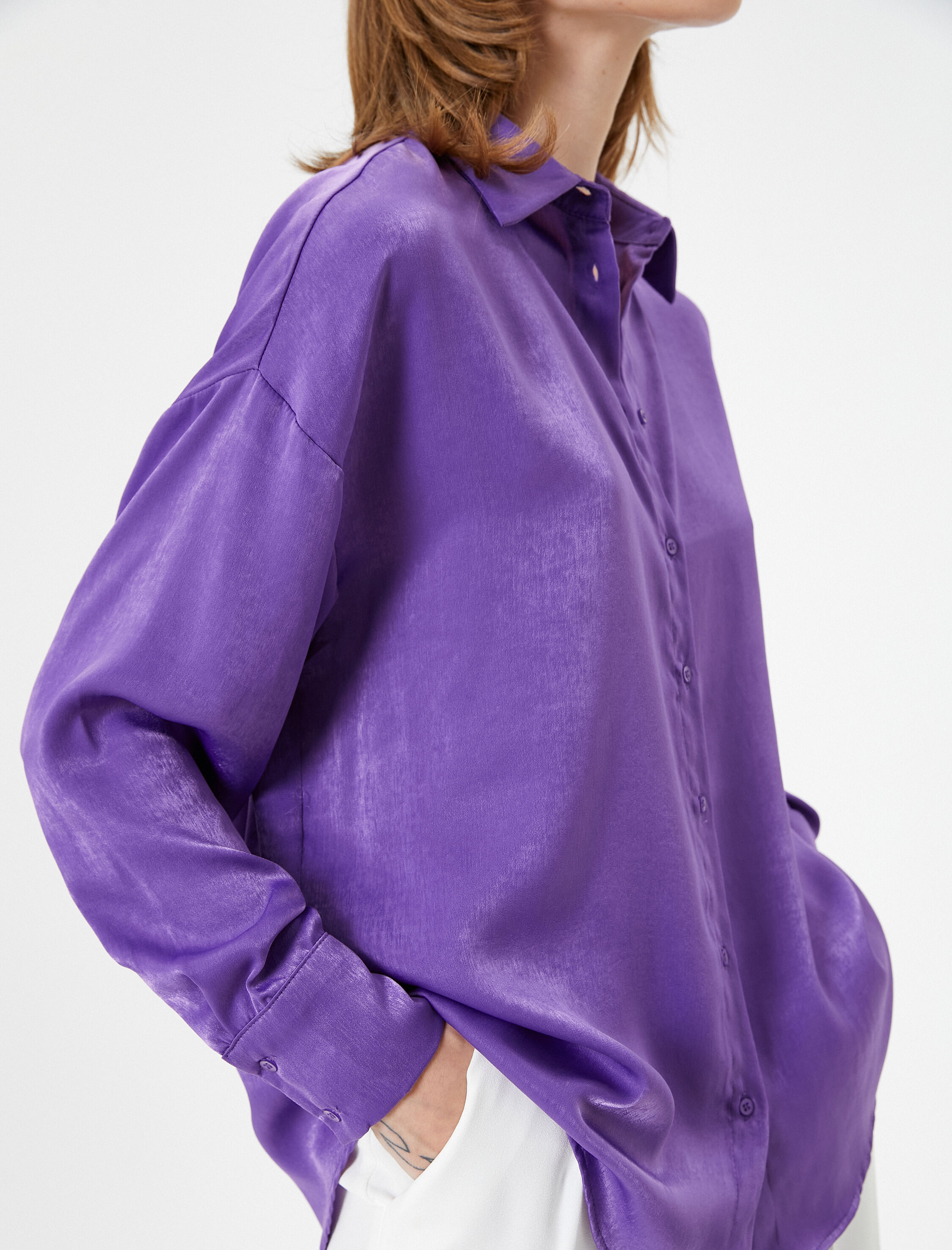 Saten Gömlek Uzun Kollu