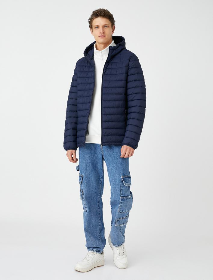  Şişme Mont Mevsimlik Kapşonlu Fermuarlı Cep Detaylı