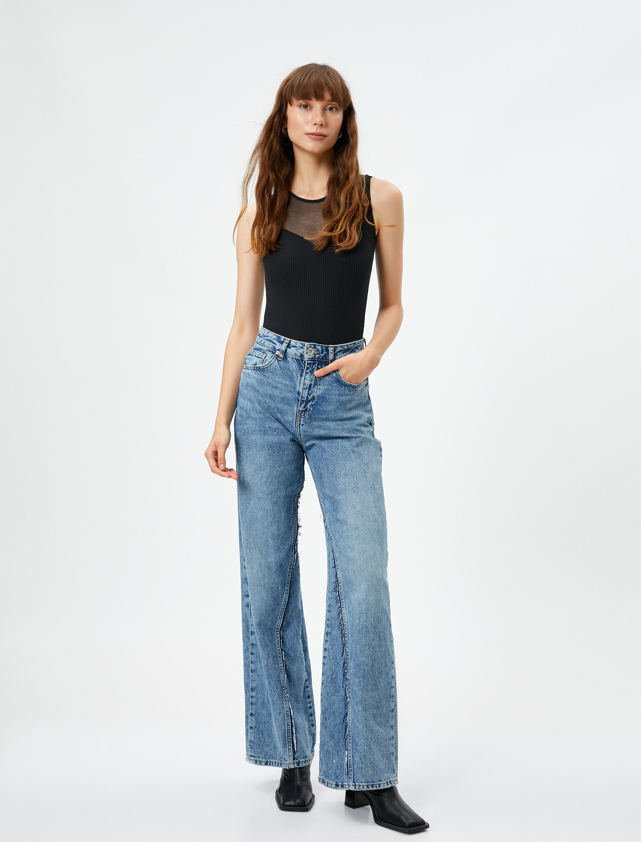   Fitilli Atlet Halter Yaka Üstü Tül Detaylı