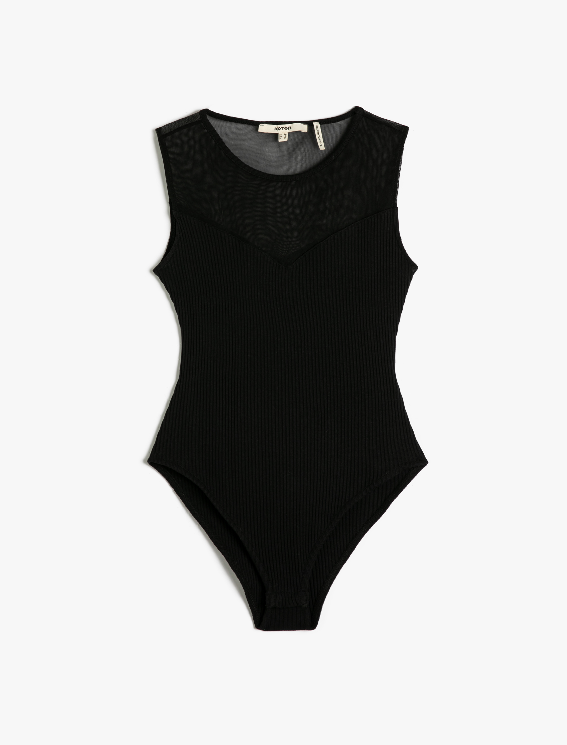   Fitilli Atlet Halter Yaka Üstü Tül Detaylı