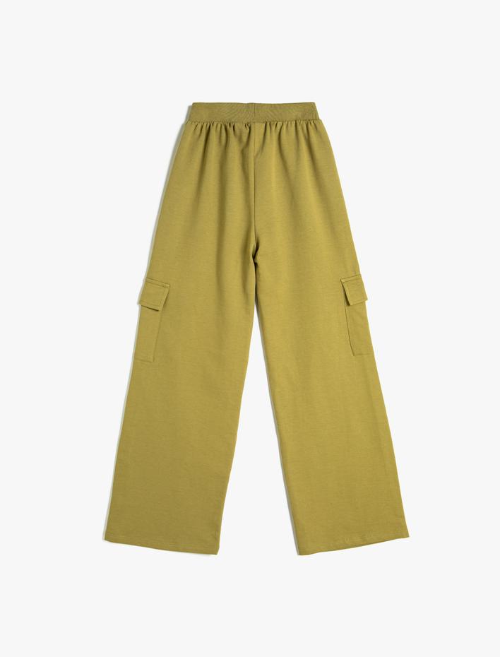 Kız Çocuk Bol Paça Basic Kargo Eşofman Altı Beli Bağlamalı Pamuklu