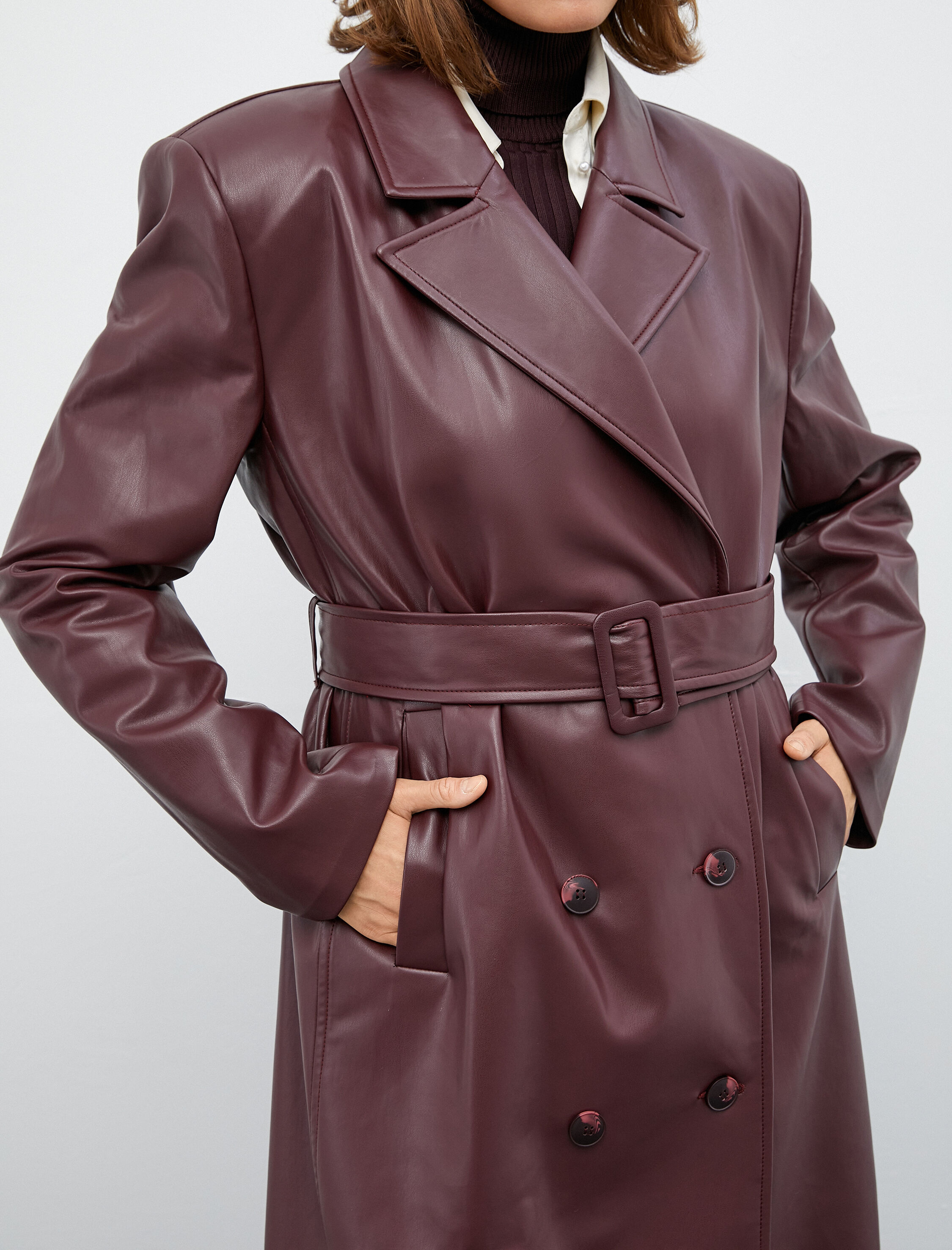   Melis Ağazat X Koton - Kruvaze Suni Deri Trençkot