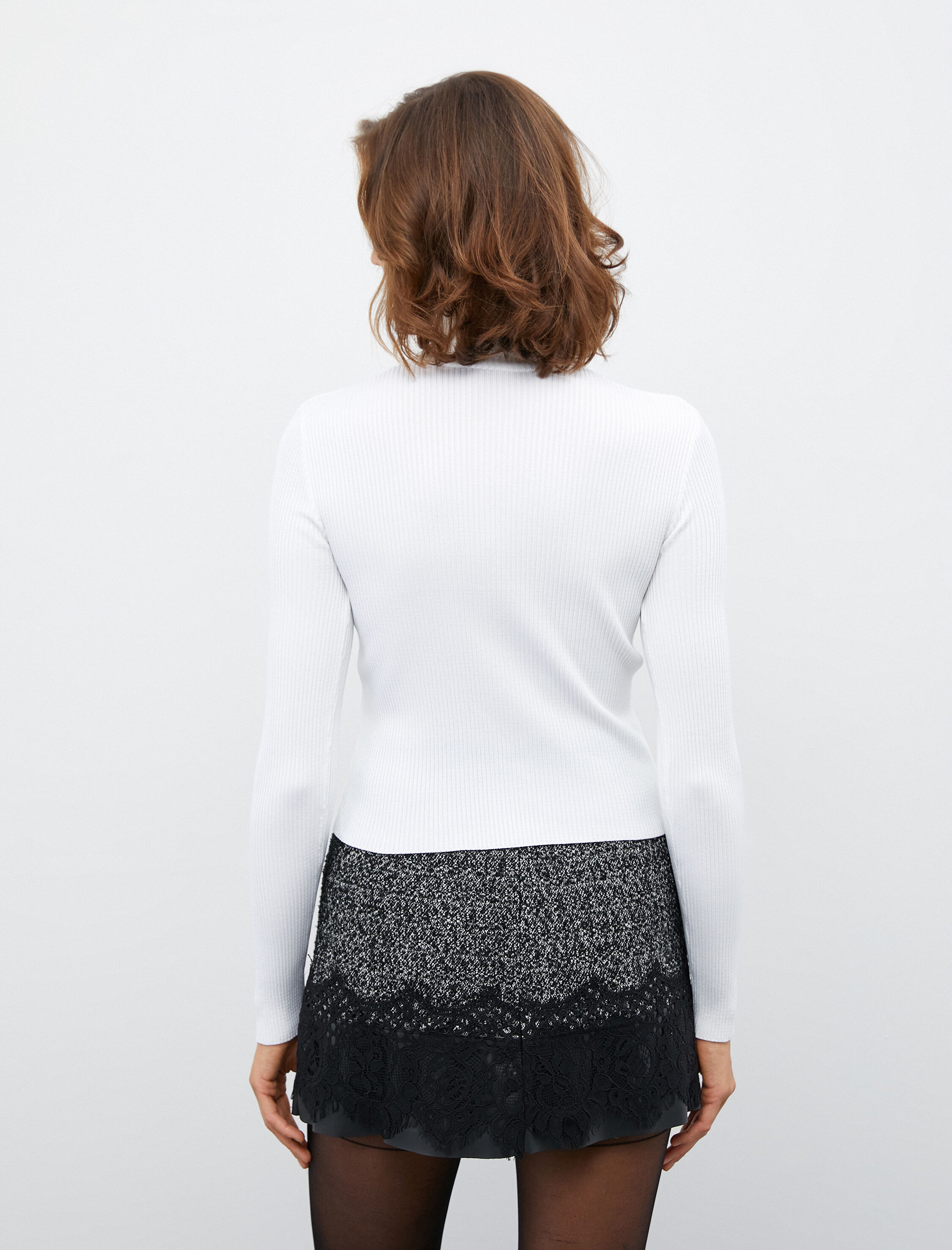   Melis Ağazat X Koton - Boğazlı Kazak Triko Slim Fit Kaşkorse Uzun Kollu