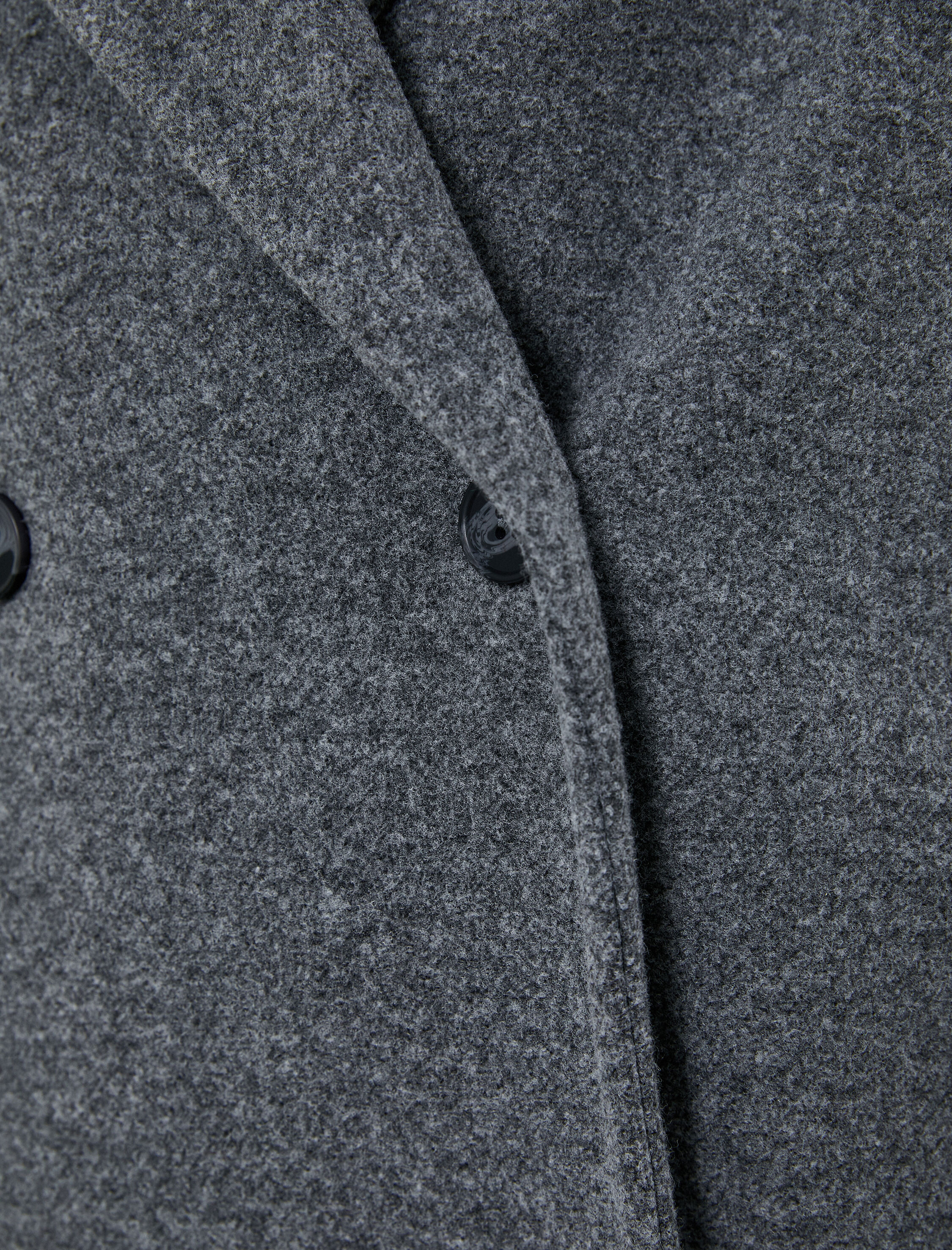   Uzun Kaşe Kaban Kruvaze Yaka Düğmeli Cepli