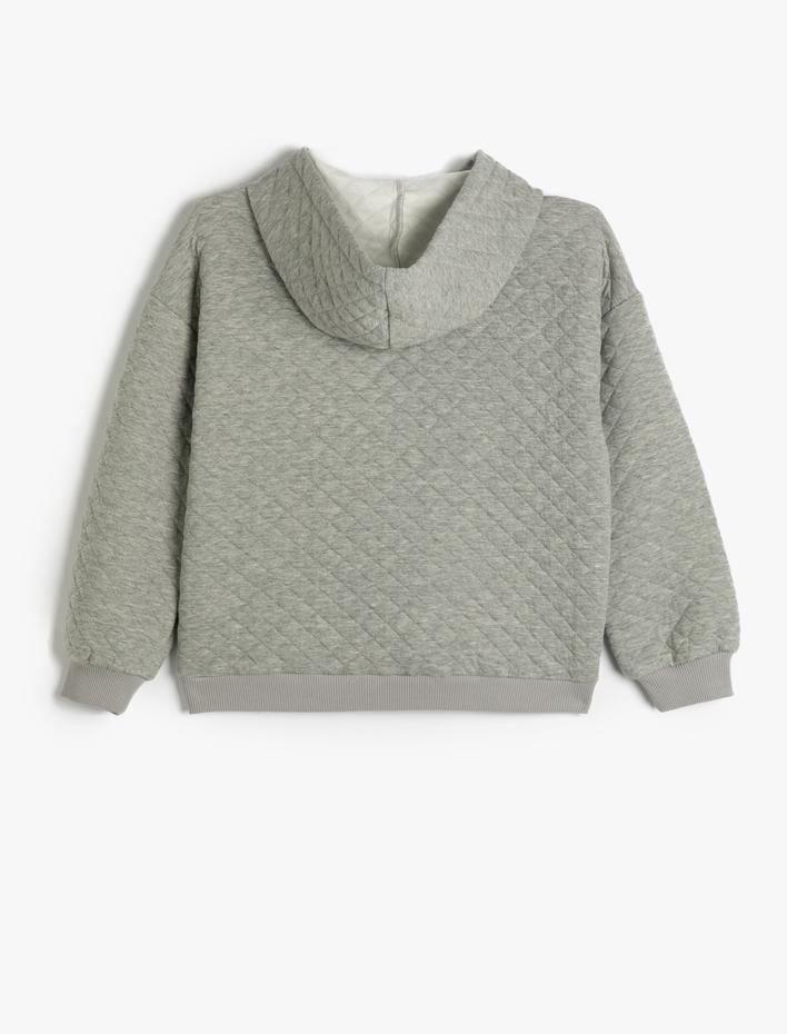 Kız Çocuk Kapşonlu Sweatshirt Uzun Kollu Kanguru Cepli Kapitone Şardonlu