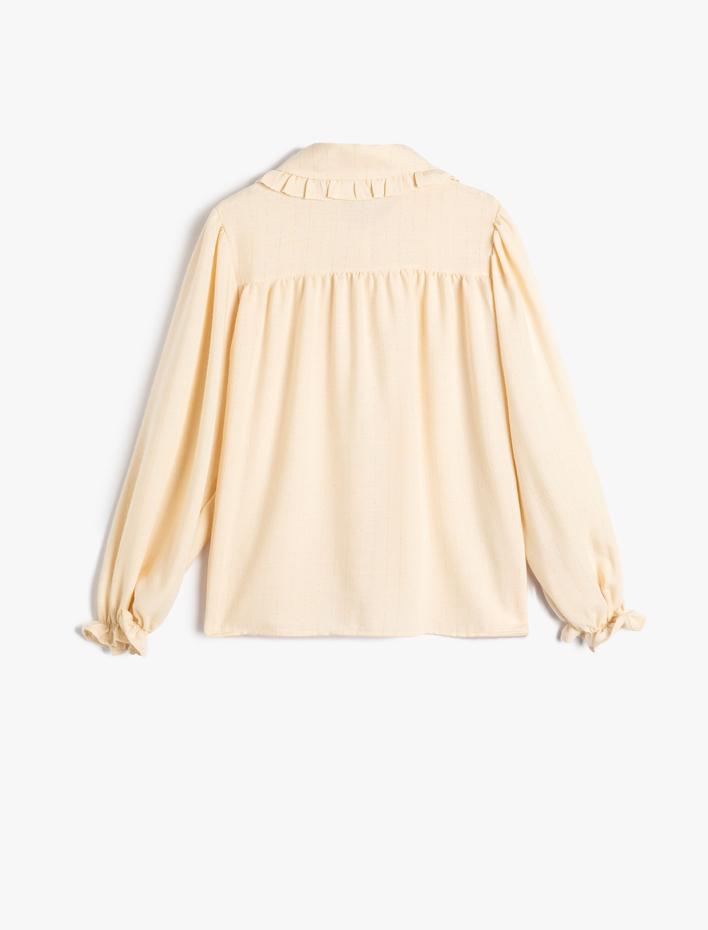 Kız Çocuk Bebe Yaka Gömlek Uzun Kollu Fırfır Detaylı Düğmeli