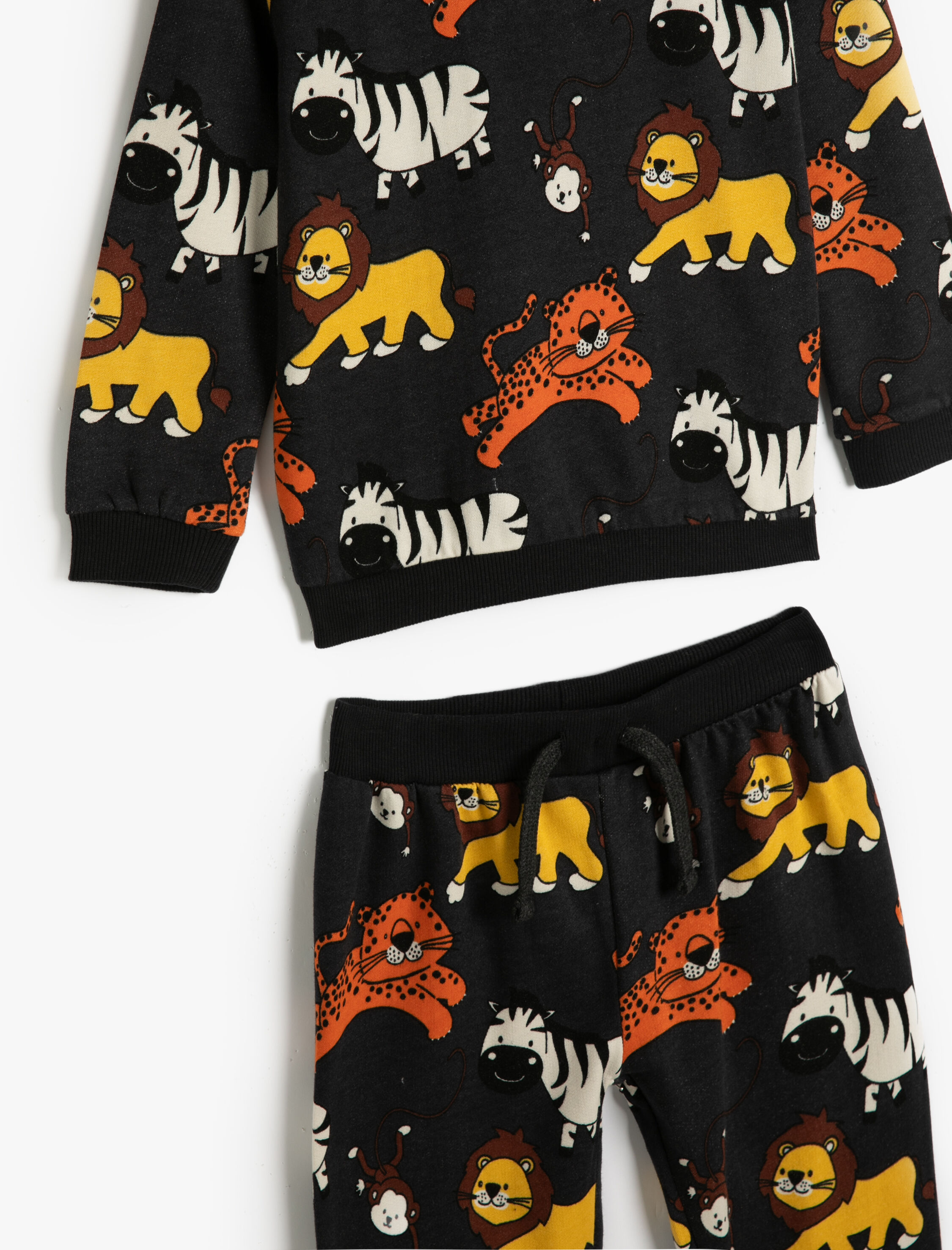  Erkek Bebek Dinozorlu Eşofman Takımı İkili Şardonlu Pamuklu