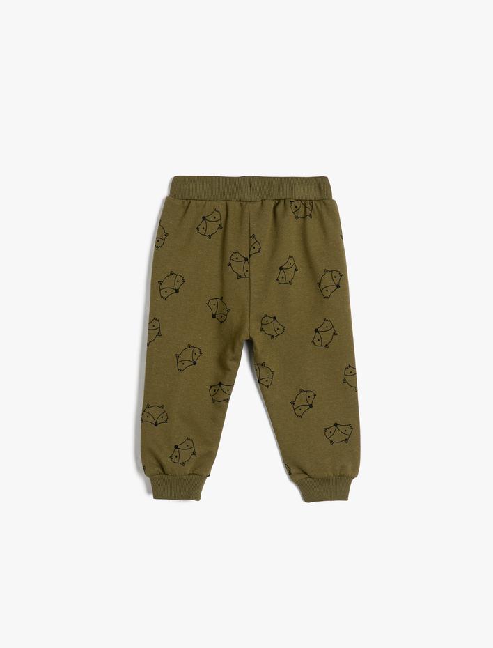 Erkek Bebek Jogger Eşofman Altı Baskı Detaylı Beli Bağlamalı Şardonlu Pamuklu