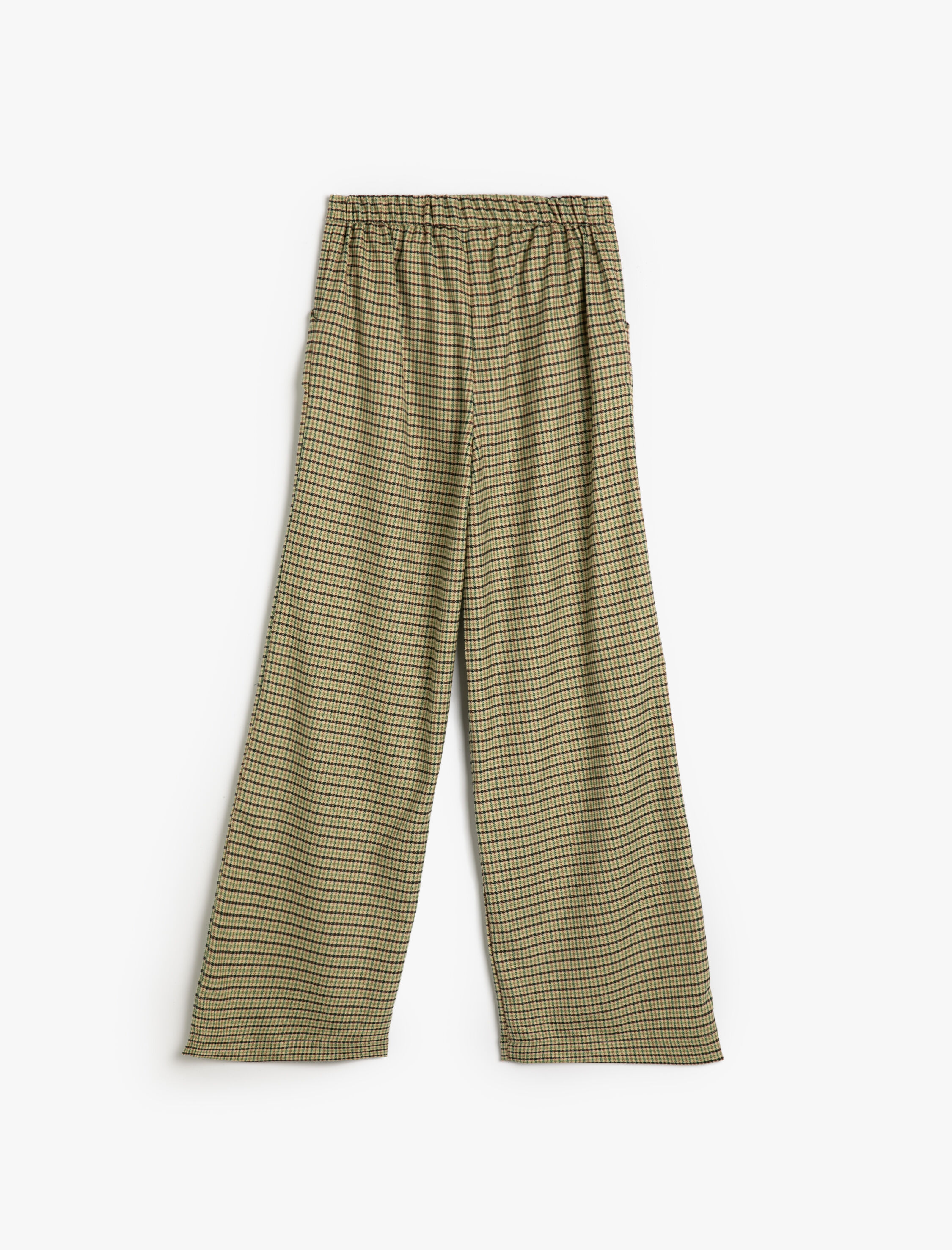  Kız Çocuk Geniş Paça Pantolon Pilili Detaylı Düğme Kapamalı Cepli