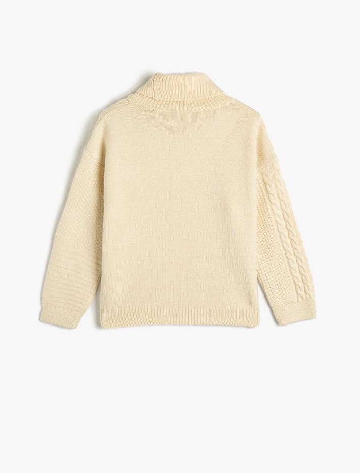 Kız Çocuk Örgü Kazak Uzun Kollu Balıkçı Yaka