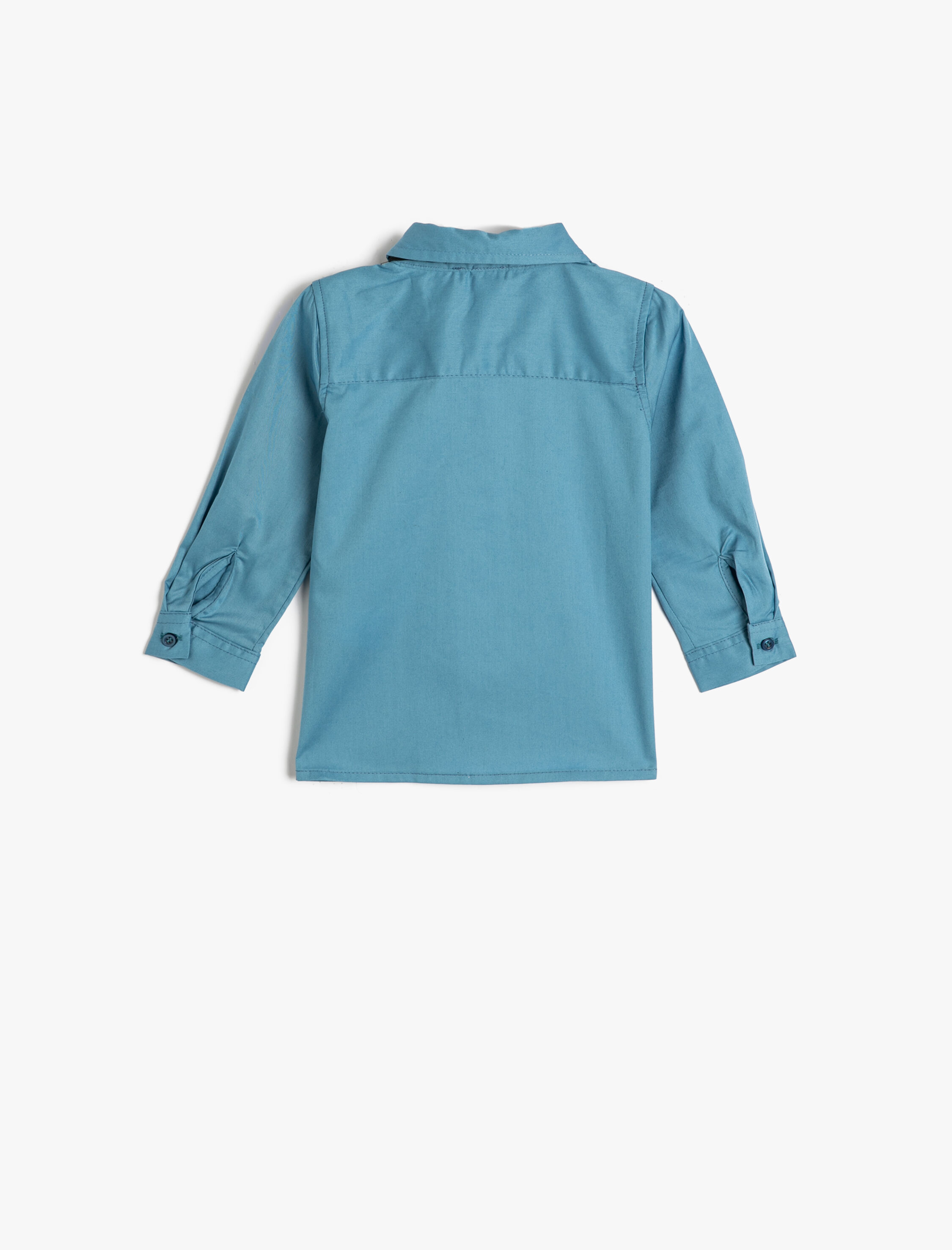  Erkek Bebek Papyonlu Uzun Kollu Gömlek Cep Detaylı Pamuklu