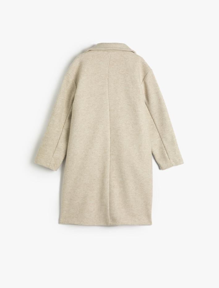 Kız Çocuk Uzun Mont Düğme Kapamalı Cep Detaylı