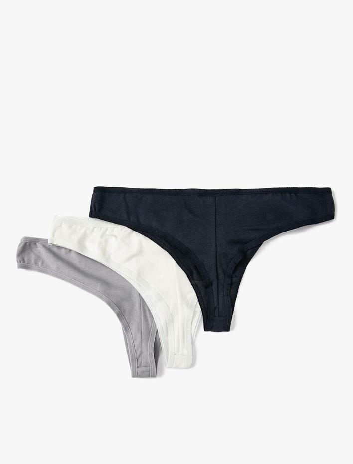  Brazilian Külot 3'lü Paket Slogan Baskılı Pamuklu