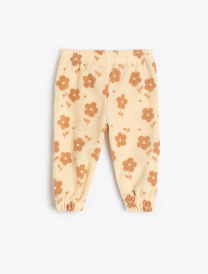 Kız Bebek Jogger Eşofman Altı Çiçek Desenli Beli Lastikli