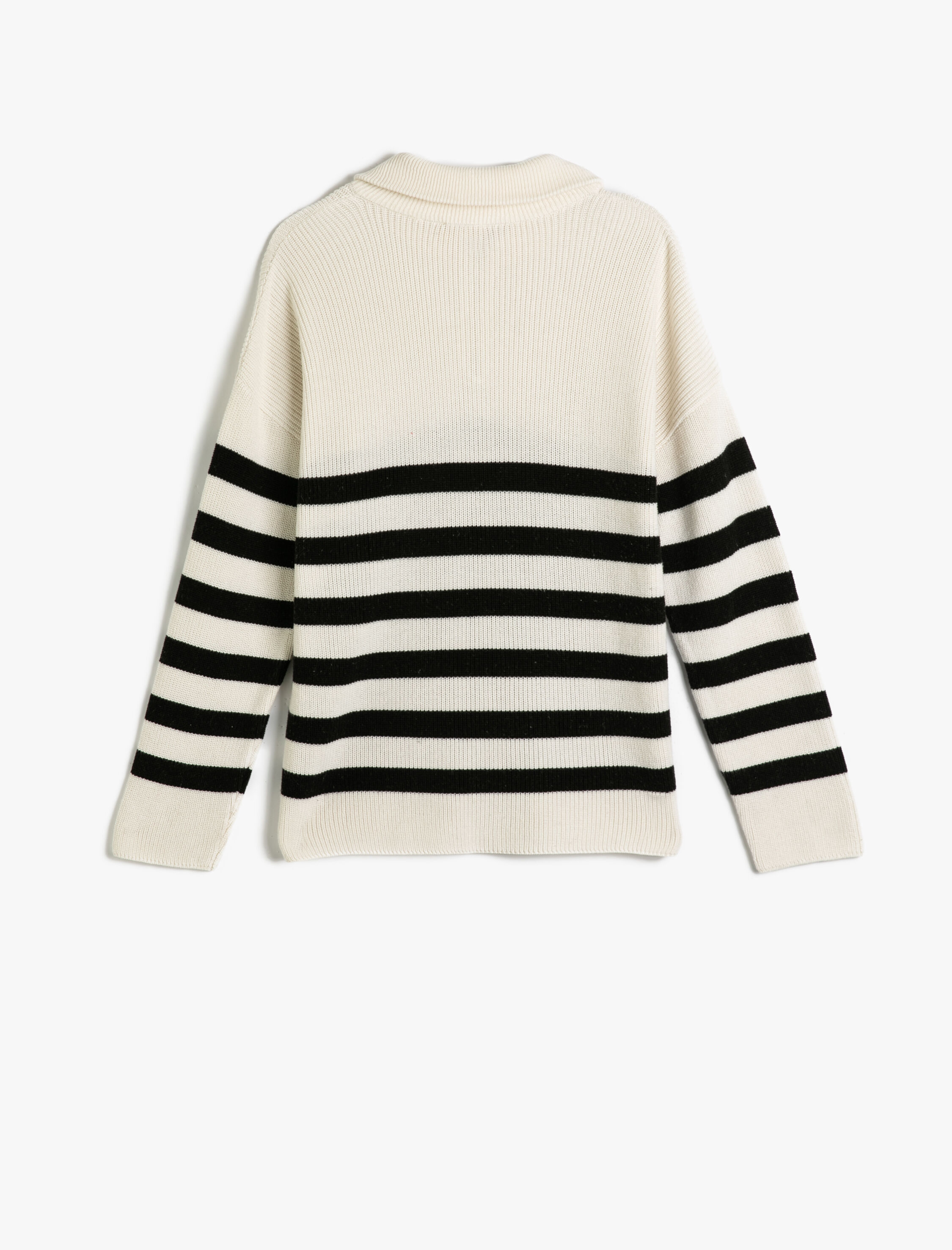  Kız Çocuk Kazak Uzun Kollu Polo Yaka Yarım Fermuarlı