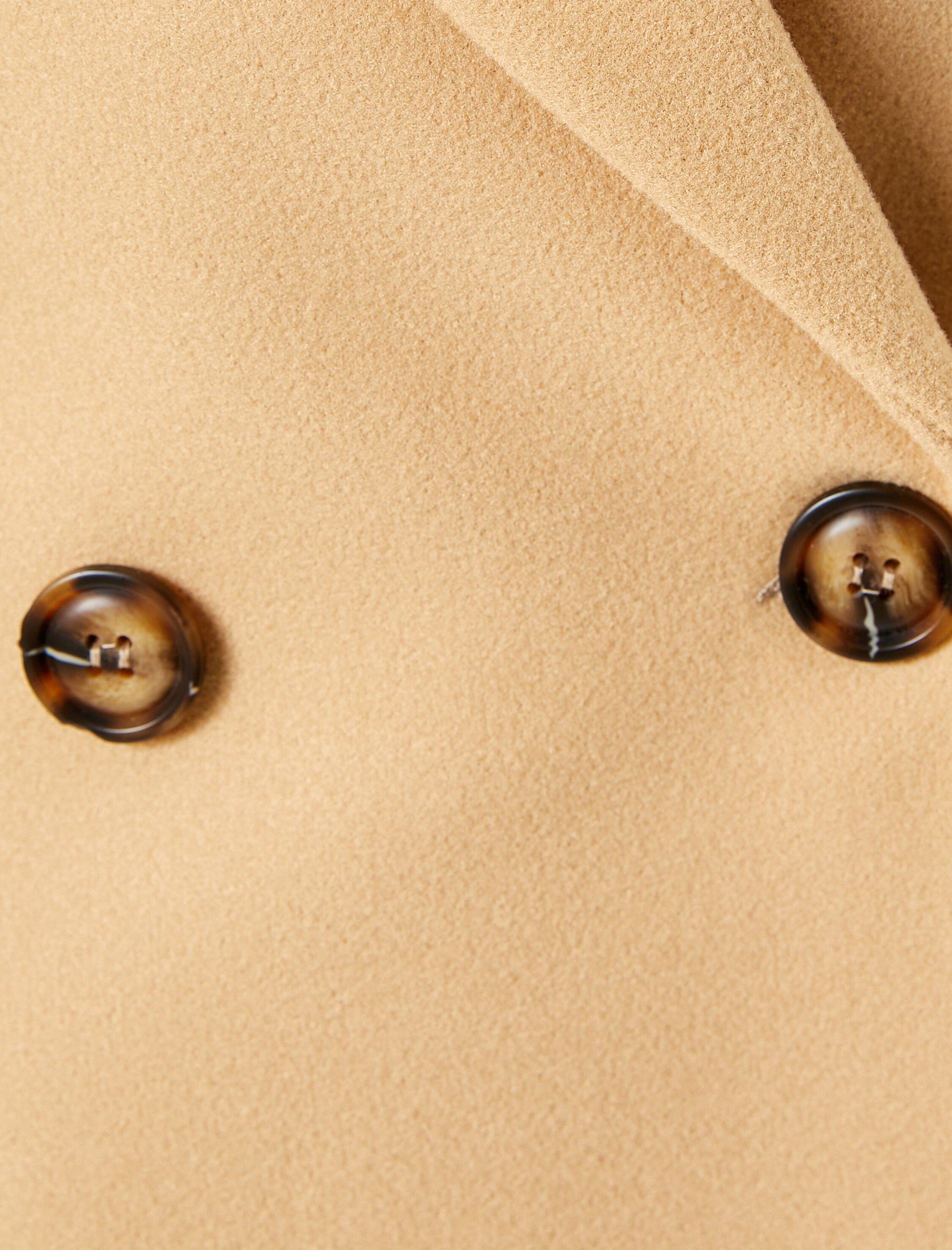   Uzun Kaşe Kaban Düğmeli Kruvaze Yırtmaçlı Kuşaklı