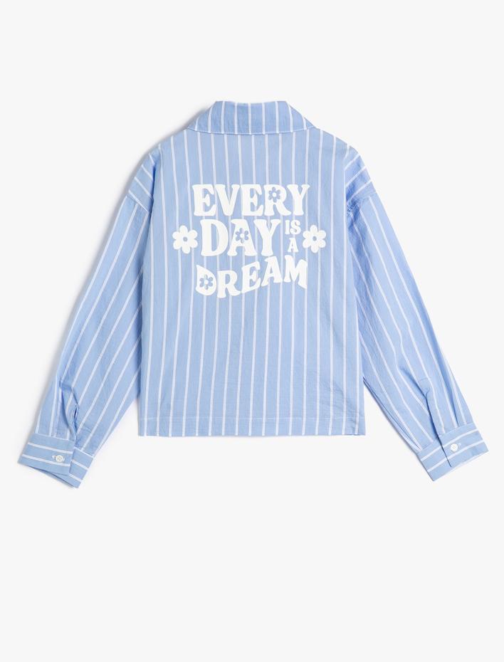 Kız Çocuk Gömlek Uzun Kollu Cep Detaylı Düğmeli