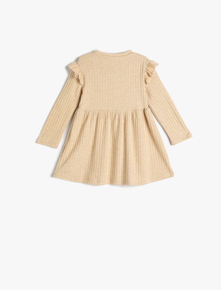 Kız Bebek Triko Elbise Fırfırlı Düğme Detaylı