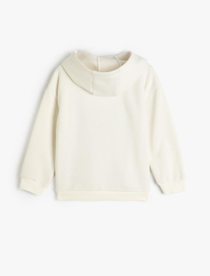 Erkek Çocuk Kapşonlu Sweatshirt Uzun Kollu Baskı Detaylı Şardonlu