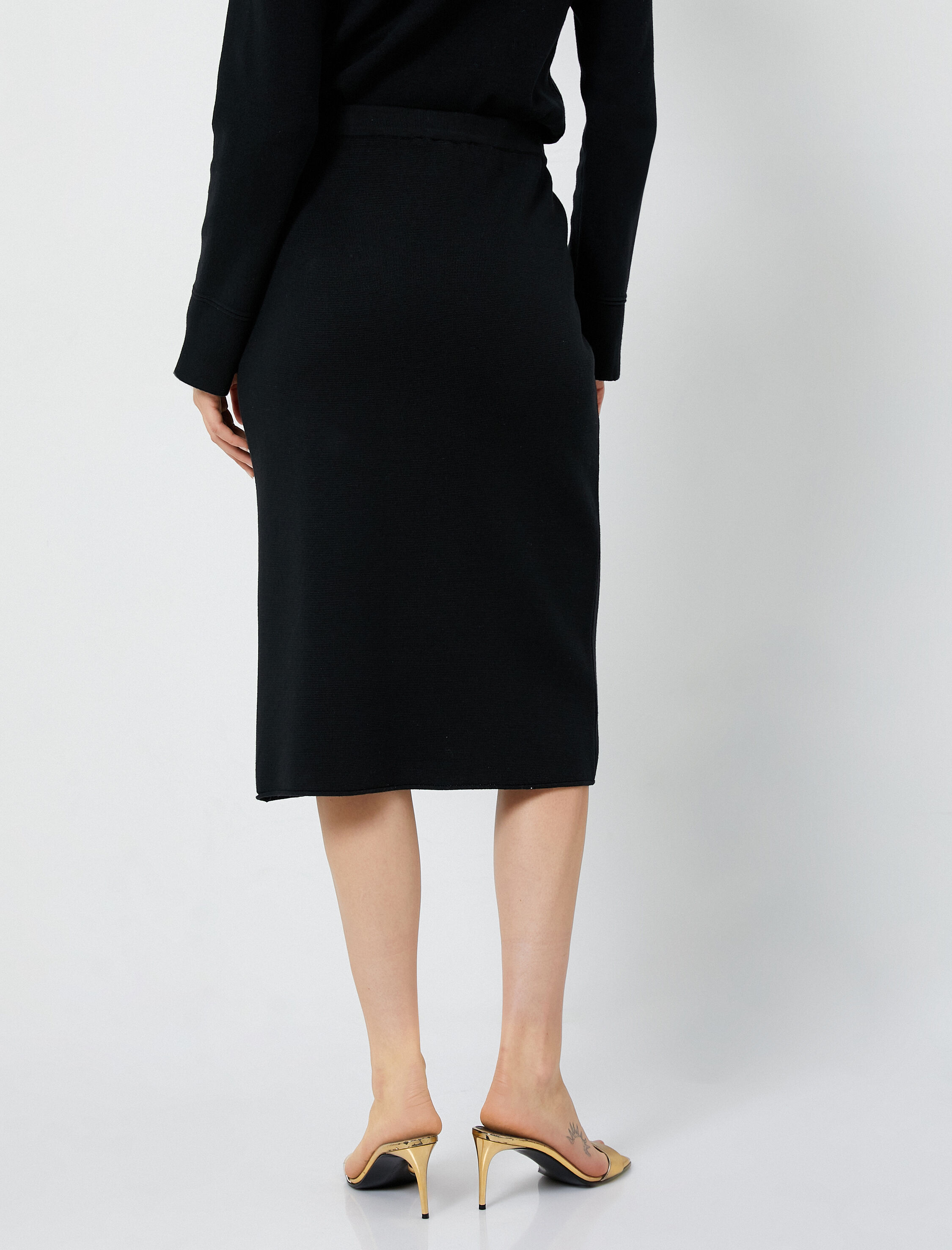   Midi Triko Etek Cepli Düğmeli Standart Bel