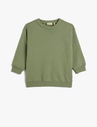 Basic Sweatshirt Uzun Kollu Bisiklet Yaka Şardonlu