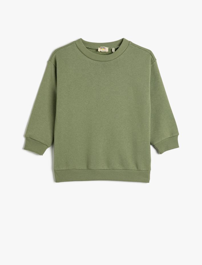 Erkek Çocuk Basic Sweatshirt Uzun Kollu Bisiklet Yaka Şardonlu