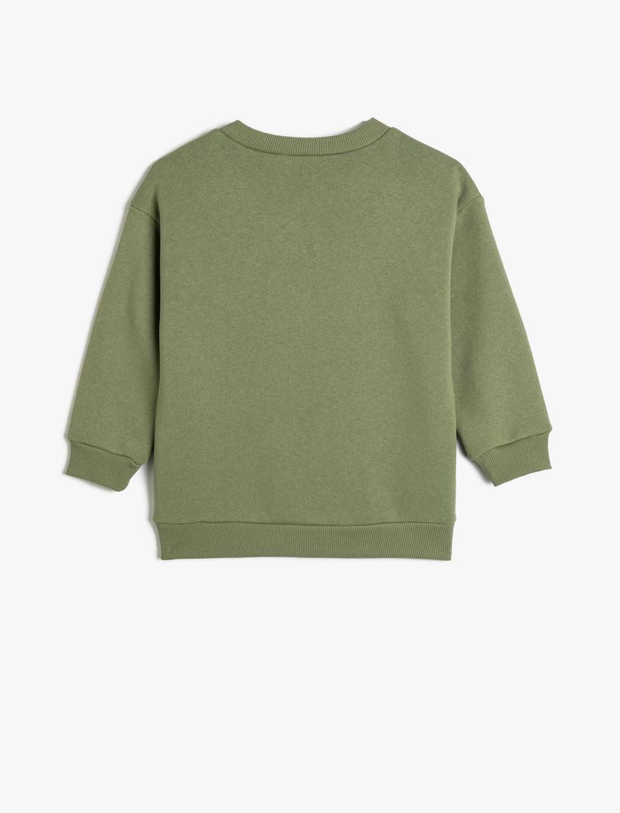  Erkek Çocuk Basic Sweatshirt Uzun Kollu Bisiklet Yaka Şardonlu