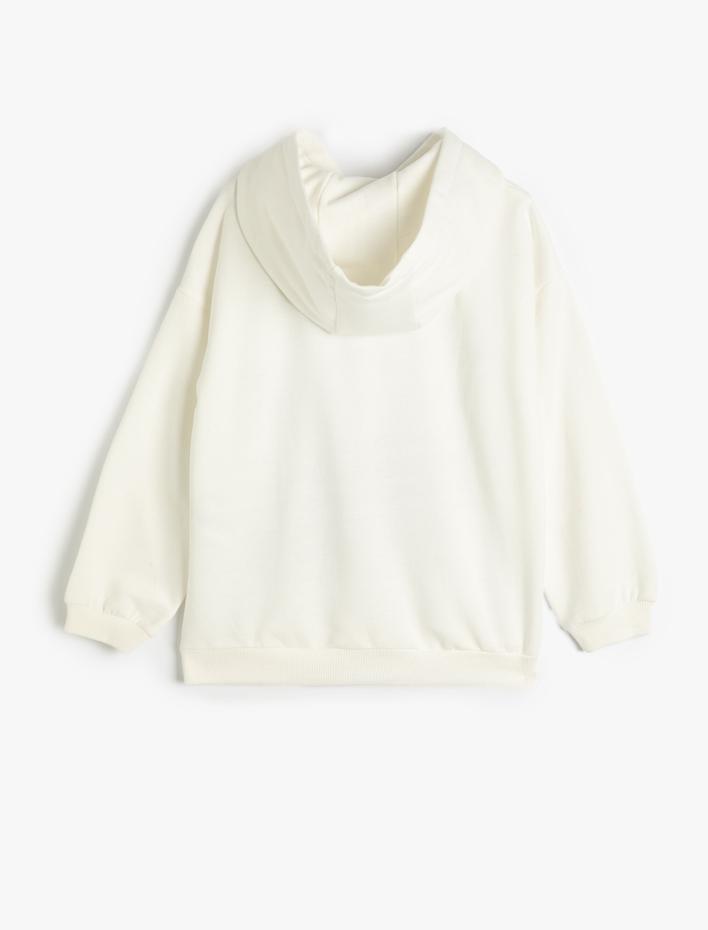 Kız Çocuk Kapşonlu Sweatshirt Anime Baskılı Uzun Kollu Şardonlu