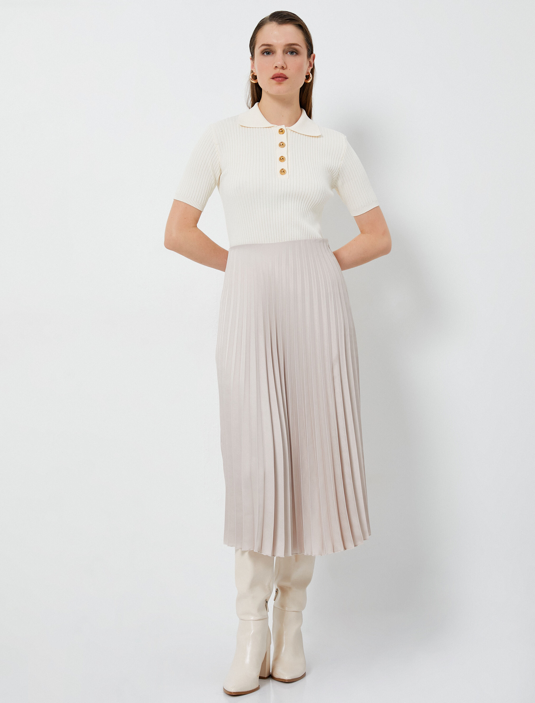   Triko Kazak Polo Yaka Düğmeli Kısa Kollu