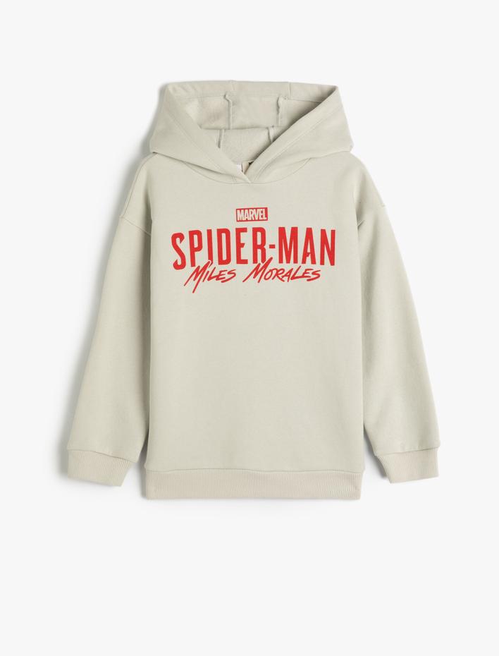 Erkek Çocuk Spiderman Kapşonlu Sweatshirt Lisanslı Uzun Kollu Şardonlu