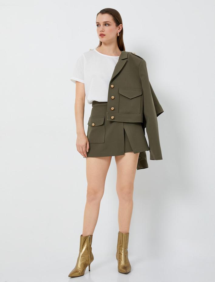  Kısa Kollu Tişört Bisiklet Yaka Apolet Detaylı