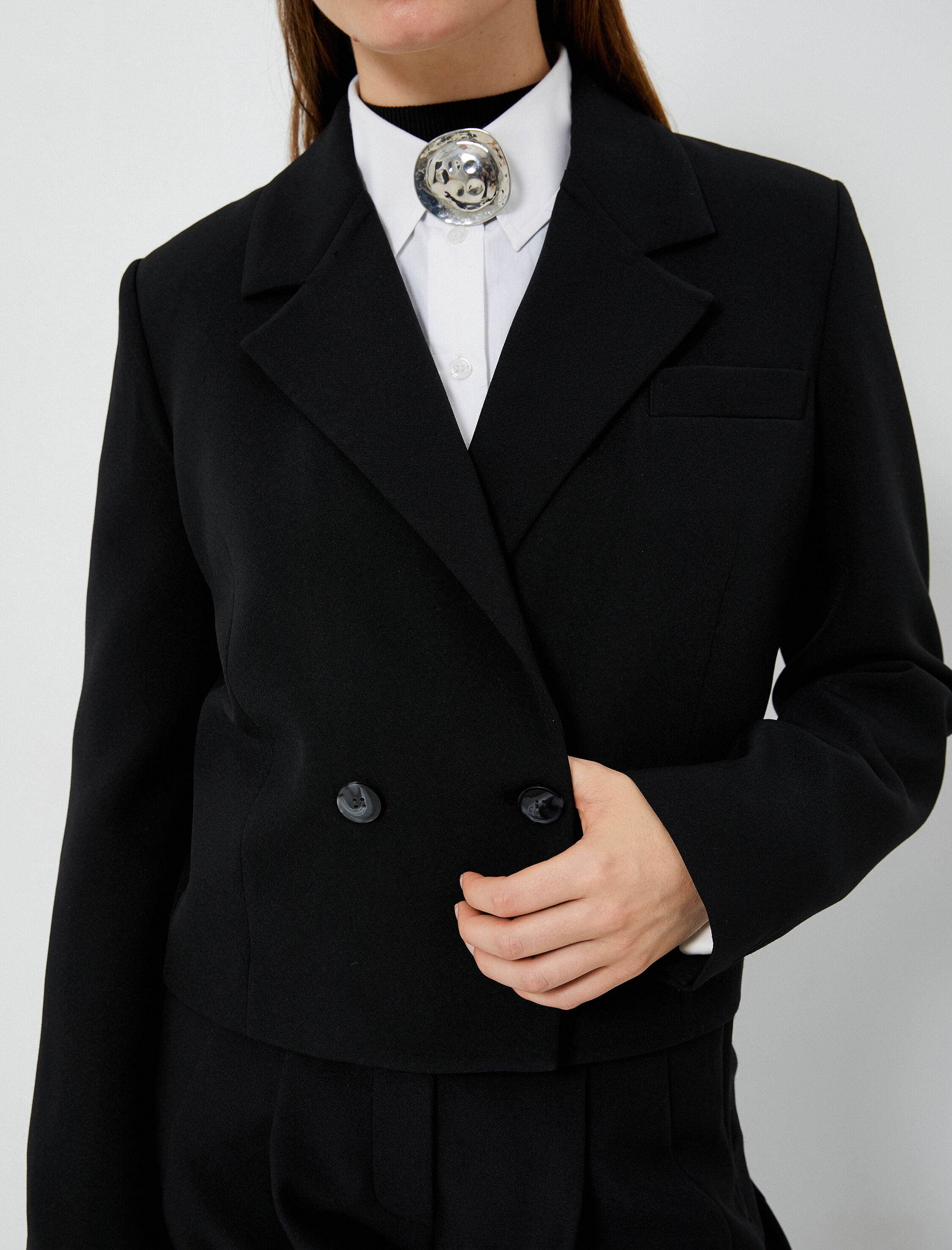   Blazer Ceket Kruvaze Düğmeli Cepli