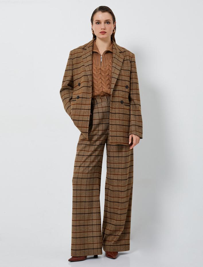  Palazzo Pantolon Yüksek Bel Bol Paça Pileli Cepli