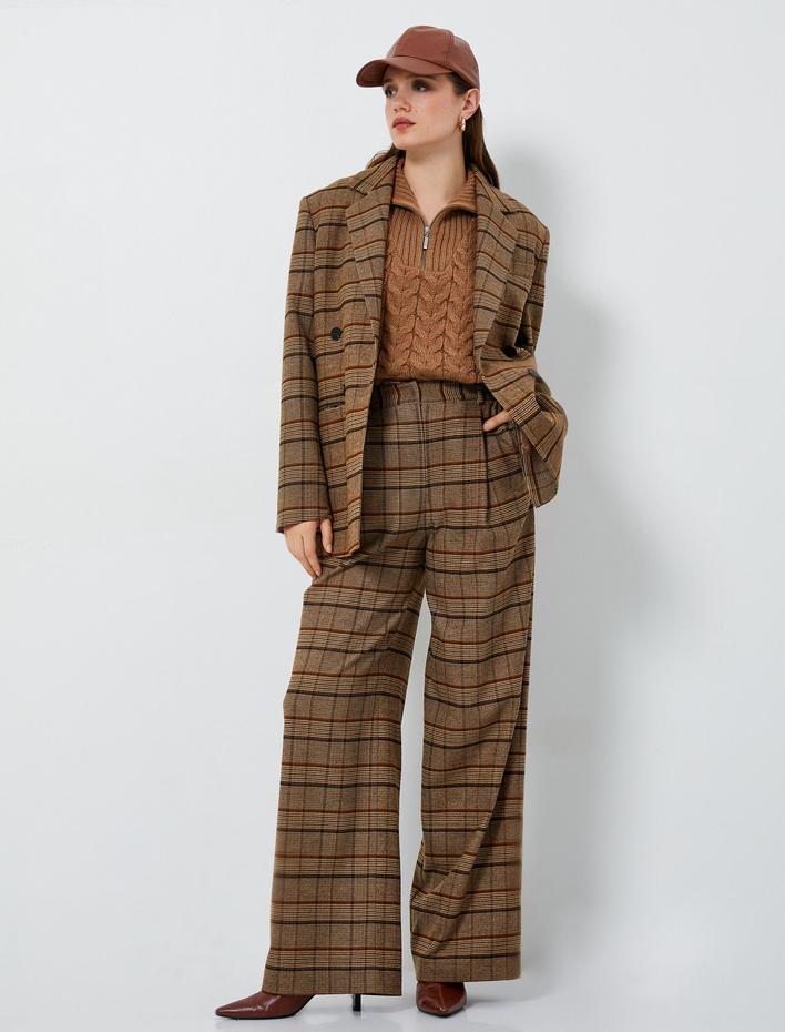  Palazzo Pantolon Yüksek Bel Bol Paça Pileli Cepli