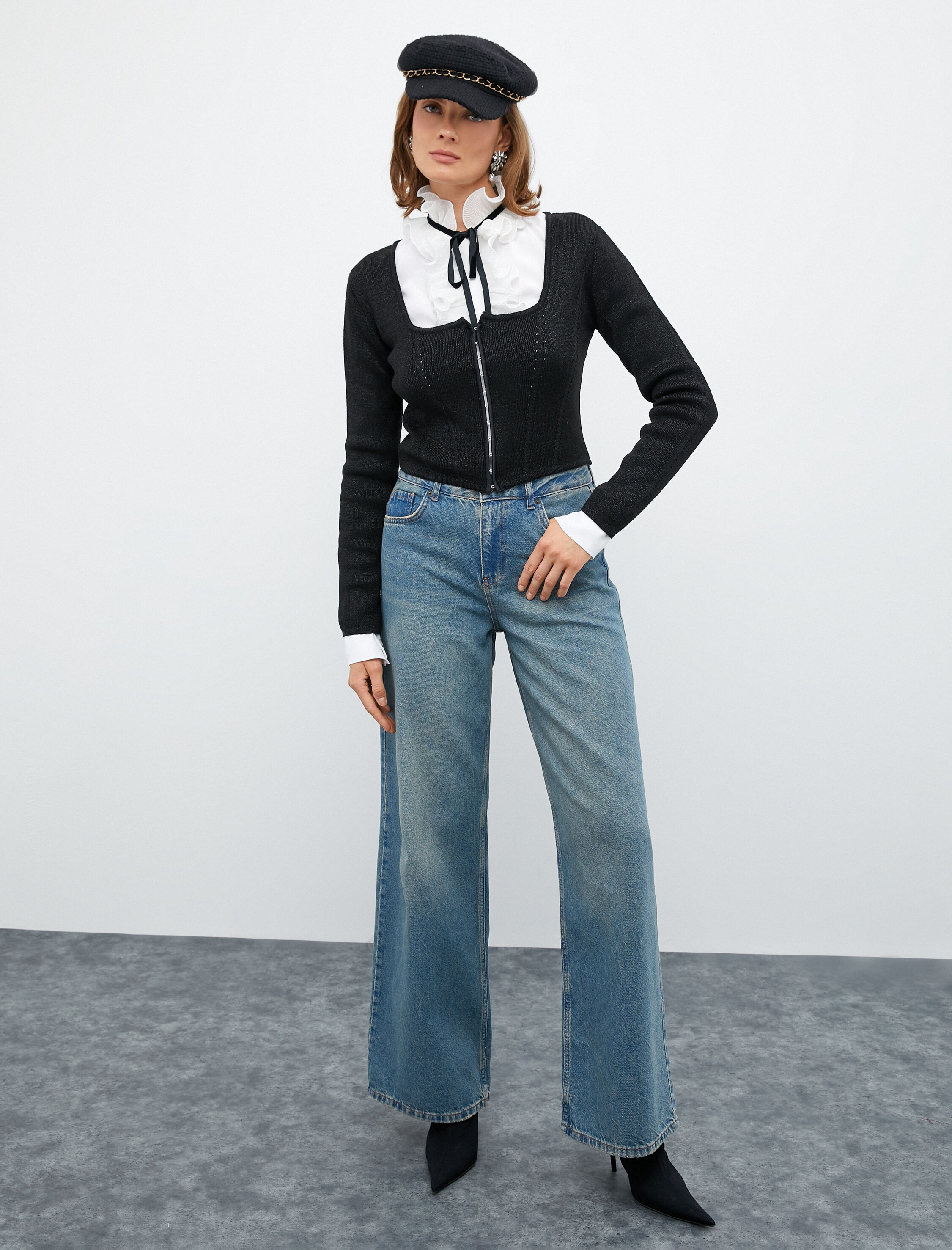   Melis Ağazat X Koton - Kopçalı Triko Kazak