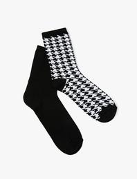 2'li Soket Çorap Seti Kazayağı Desenli