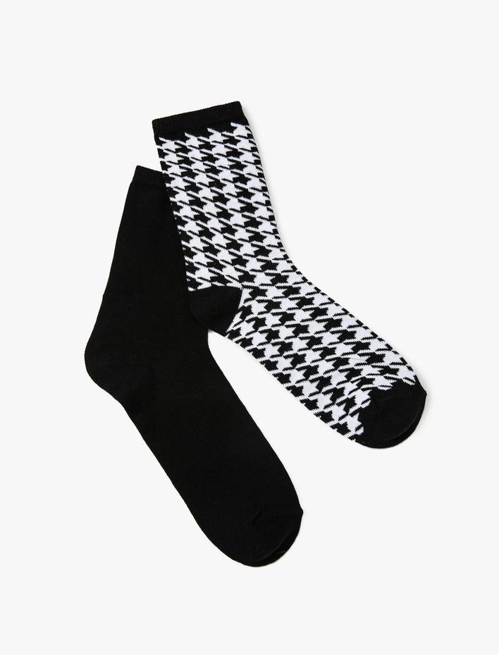 Kadın 2'li Soket Çorap Seti Kazayağı Desenli