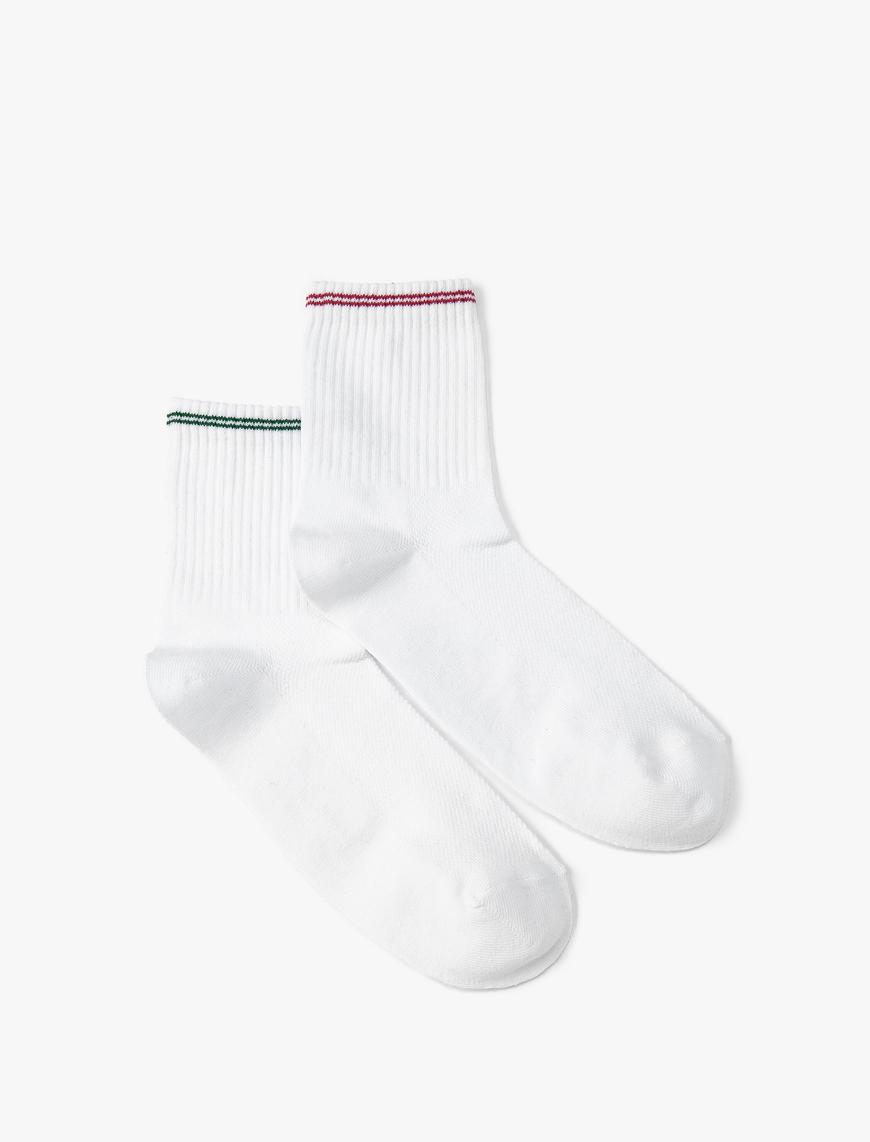  Erkek 2'li Soket Çorap Seti Şerit Detaylı