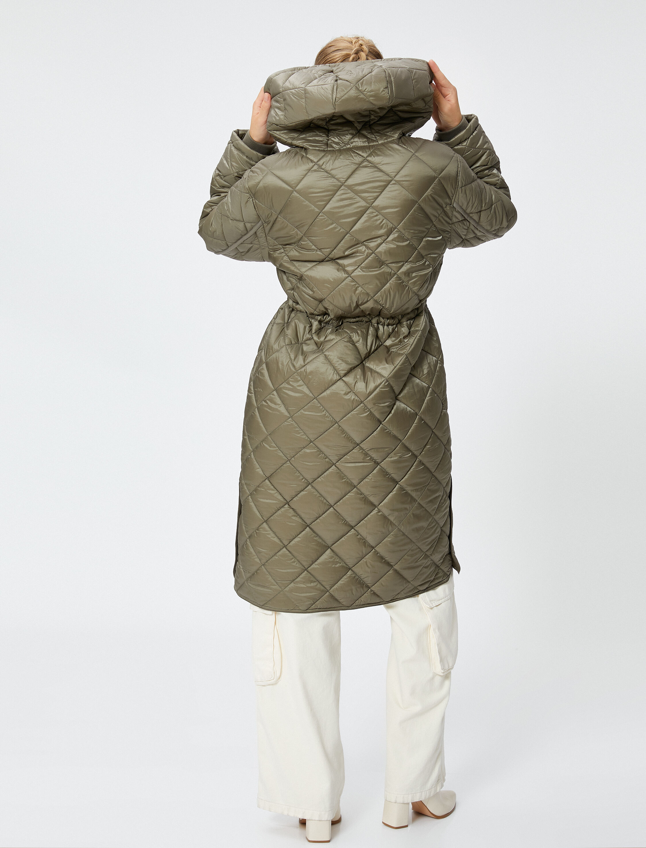   Şişme Mont Kapitone Kemerli Kapüşonlu