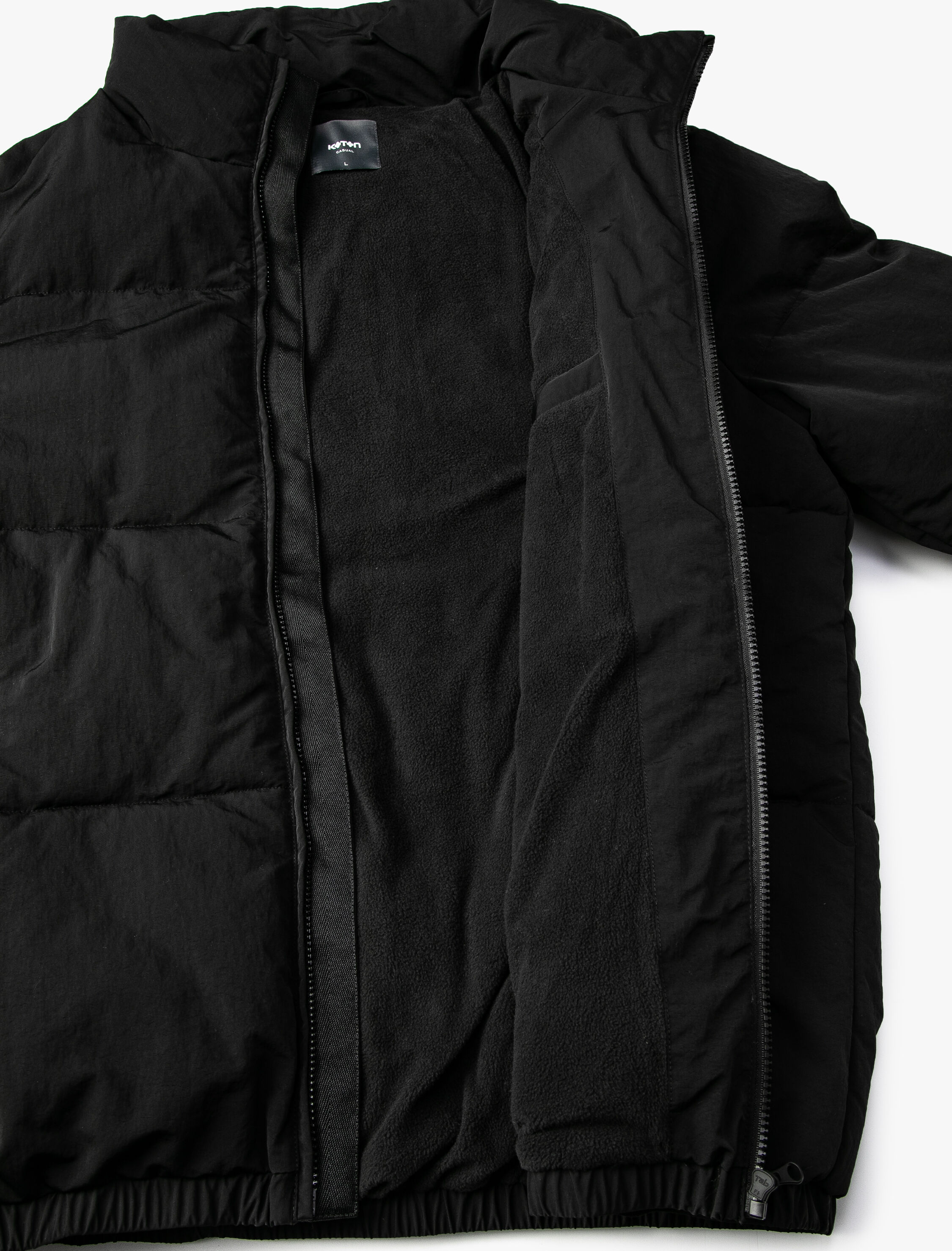   Şişme Mont Dik Yaka Fermuarlı Cep Detaylı Slogan Baskılı