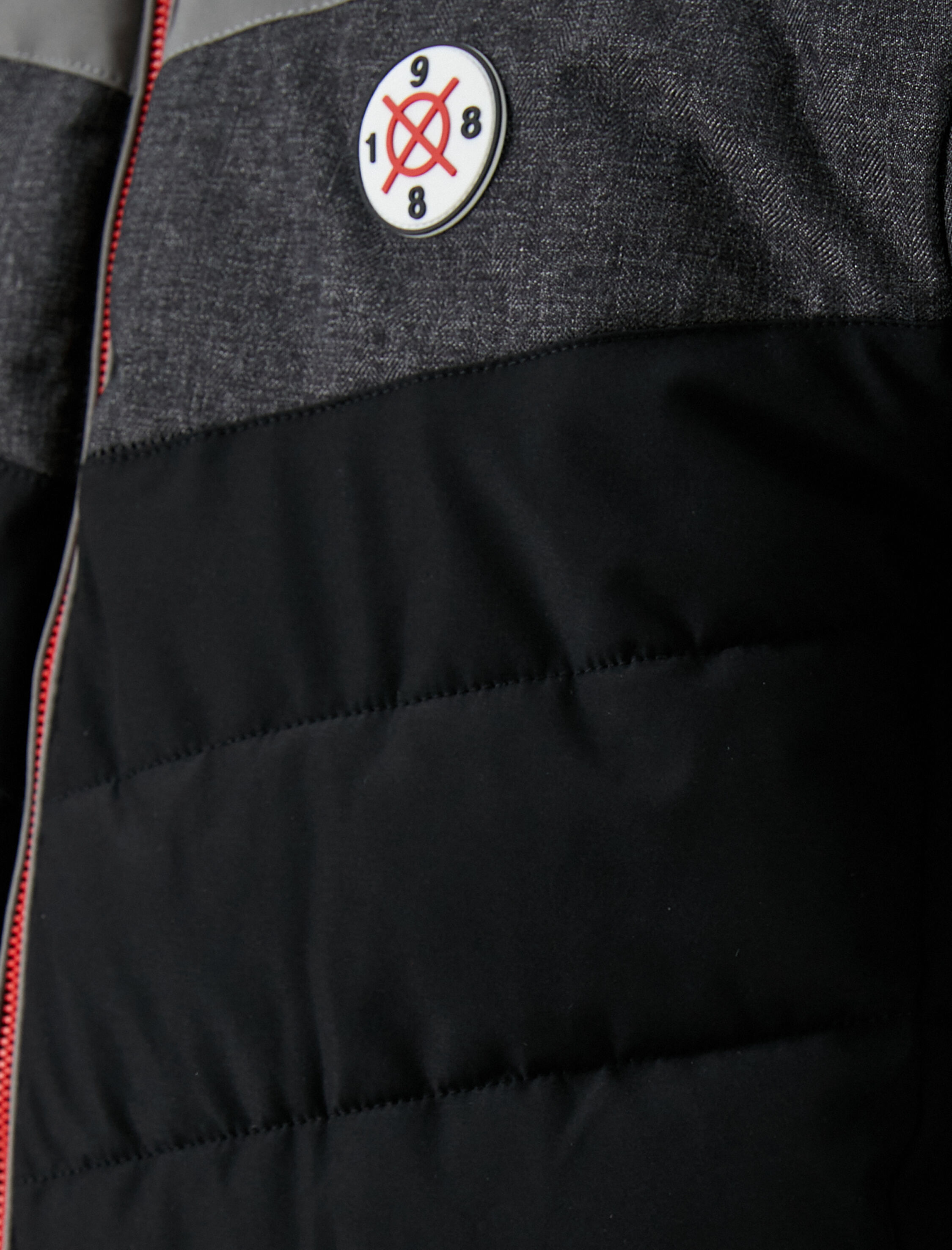   Şişme Mont Kapşonlu Baskılı Renk Bloklu Fermuarlı Cepli