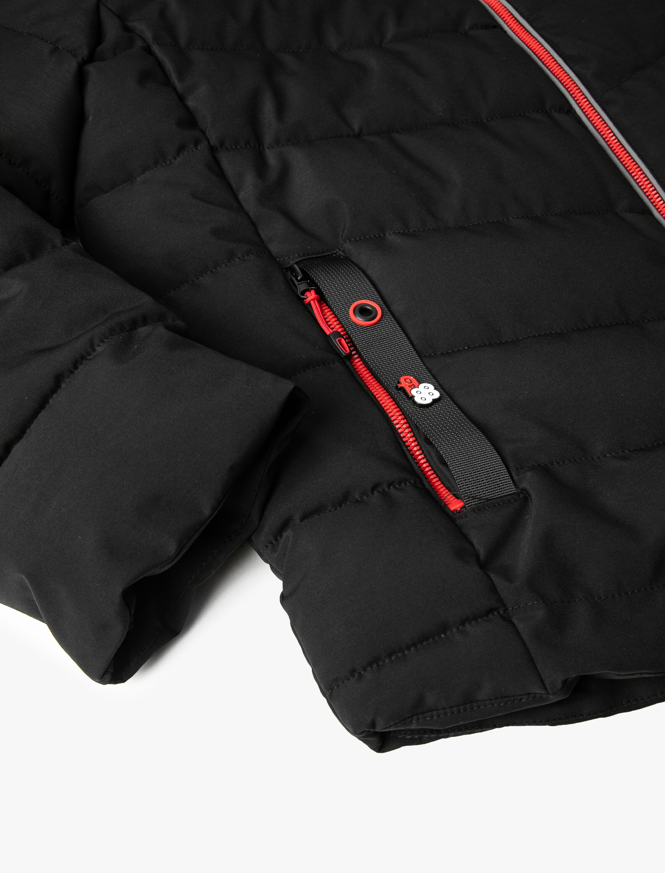   Şişme Mont Kapşonlu Baskılı Renk Bloklu Fermuarlı Cepli